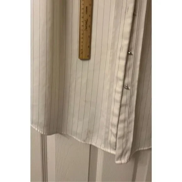 OASIS Women's White With Black Pinstripe Button-Up Long Midi Shirt Dress US 8 - Picture 10 of 12